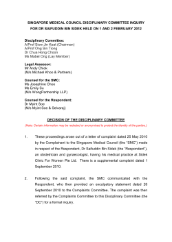 Disciplinary Committee Inquiry for Dr Saifuddin Bin Sidek