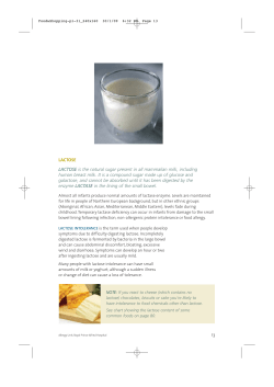 LACTOSE LACTOSE is the natural sugar present in all mammalian