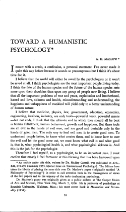 toward a humanistic psychology - The Institute of General Semantics