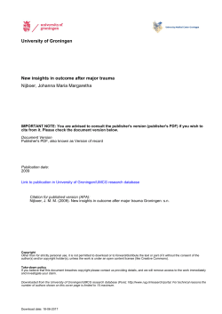 University of Groningen New insights in outcome after major