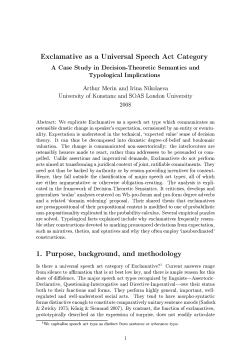 Exclamative as a Universal Speech Act Category A Case Study in