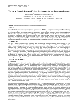Don A. Campbell Geothermal Project NC Development of Low