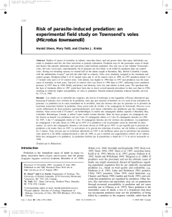 Risk of parasite-induced predation - UBC Zoology