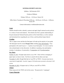 Goals Grading Key Dates TWEN Course Materials