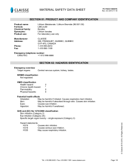 Material Safety Data Sheet - LiT/LiM/LiBr 66.67/32.83/0.50