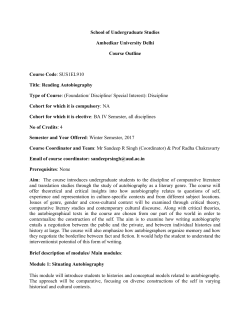 Reading Autobiography SUS elective Course