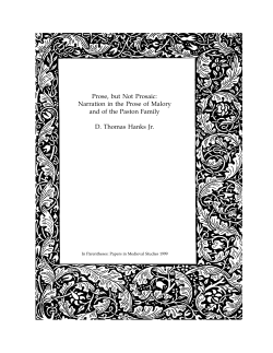 Prose, but Not Prosaic: Narration in the Prose of