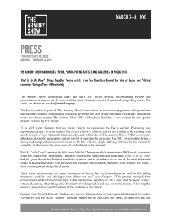 THE ARMORY SHOW ANNOUNCES THEME, PARTICIPATING
