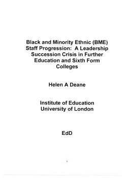 Black and Minority Ethnic (BME) Staff Progression: A Leadership