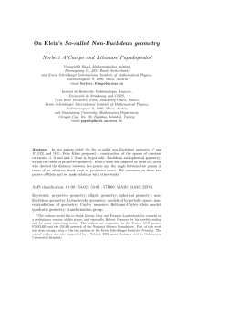 On Klein`s So-called Non-Euclidean geometry Norbert A