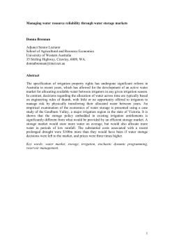 1 Managing water resource reliability through water storage markets