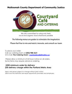 Courtyard Caf&eacute; Catering Menu