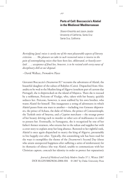 Ports of Call: Boccaccio`s Alatiel in the Medieval Mediterranean