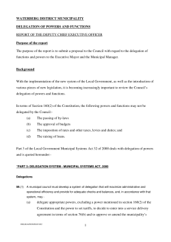 1 WATERBERG DISTRICT MUNICIPALITY DELEGATION OF