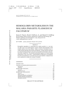 hemoglobin metabolism in the malaria parasite