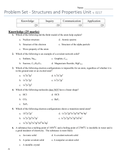 Unit 1 Problem Set Due March 7