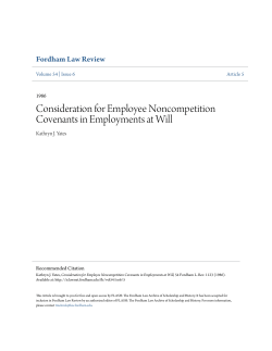 Consideration for Employee Noncompetition Covenants in