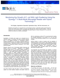 Monitoring the Growth of E. coli With Light Scattering Using