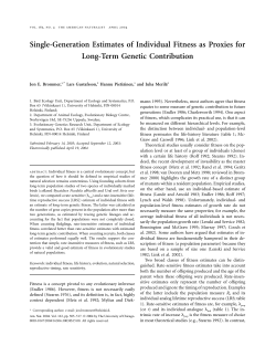 Single-Generation Estimates of Individual Fitness as Proxies for