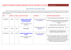 subjects lectured in foreign languages 2017/18. university of