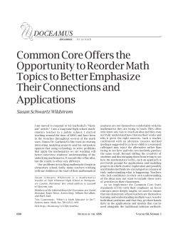 Common Core Offers the Opportunity to Reorder Math Topics to