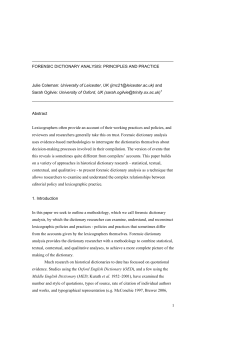 Forensic Lexicography: Principles and Practice