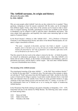 The Attfield surname, its origin and history - Attfield