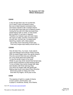 The Sonnets (127-152) William Shakespeare CXXVII In the old age