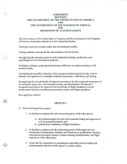 Norway Bilateral Aviation Safety Agreement Executive Agreement