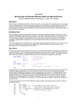 Moving Data and Results Between SAS&reg; and Microsoft Excel