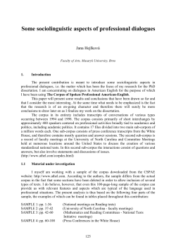 Jana Hejlková: Some sociolinguistic aspects of professional dialogues