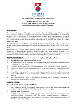 admission procedure 2017 4 year b.tech. program in biotechnology
