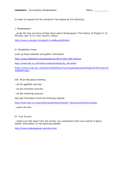 Literature &ndash; Scrumptious Shakespeare Name: ______ In order to