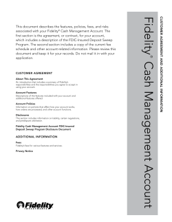 Fidelity &reg; Cash Management Account Customer Agreement and