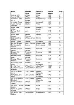 Name Father`s name Mother`s Name Date of baptism Page Adams