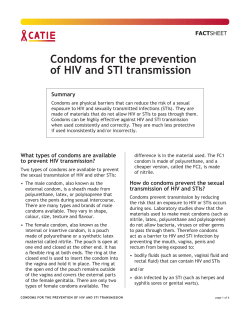 Condoms for the prevention of HIV and STI transmission