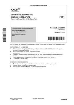 Unit F661 - Poetry and prose 1800 to 1945 - Closed text