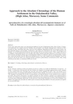 Approach to the Absolute Chronology of the Human Settlement in