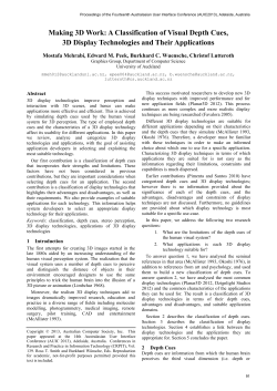 Making 3D Work: A Classification of Visual Depth Cues, 3D Display
