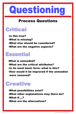 -Is this true? -What is missing? -What else should be considered