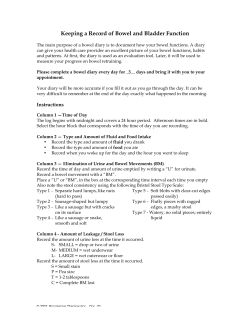 Keeping a Record of Bowel and Bladder Function