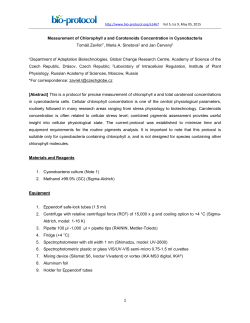 Measurement of Chlorophyll a and Carotenoids Concentration in