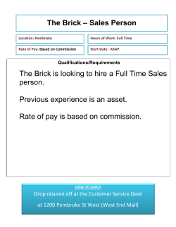 The Brick &ndash; Sales Person The Brick is looking to hire a Full Time