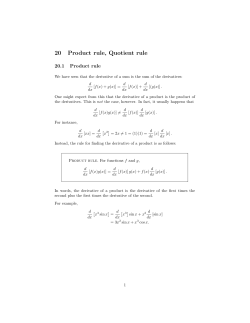 20 Product rule, Quotient rule