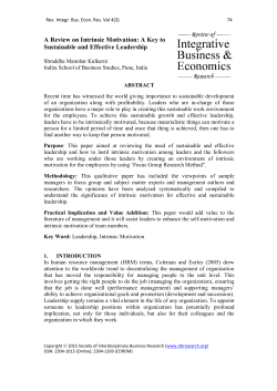 A Review on Intrinsic Motivation: A Key to Sustainable and Effective