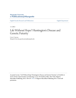 Life Without Hope? Huntington`s Disease and Genetic Futurity
