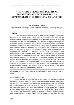 THE MIDDLE CLASS AND POLITICAL TRANSFORMATION IN