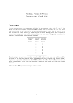 Artificial Neural Networks Examination, March 2001