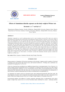 Effects of Aluminium chloride exposure on the body weight of Wistar