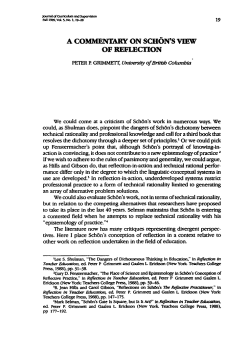 a commentary on schon`s view of refleciion
